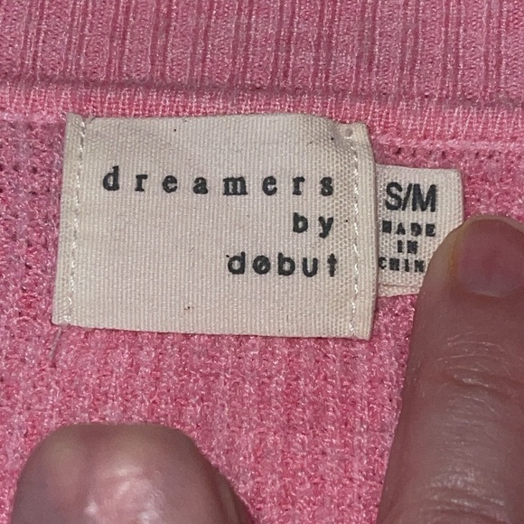 Dreamers Pink V Neck Sweater Sz. S/M - Picture 11 of 14